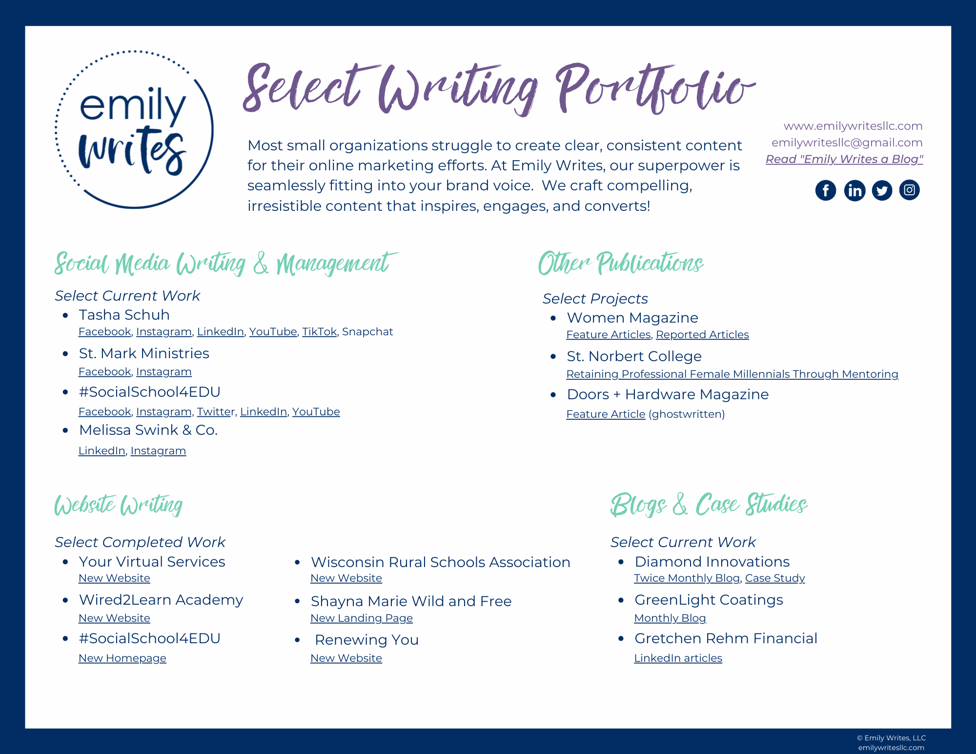 Emily Writes Select Writing Portfolio