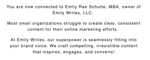 Emily Writes welcome email