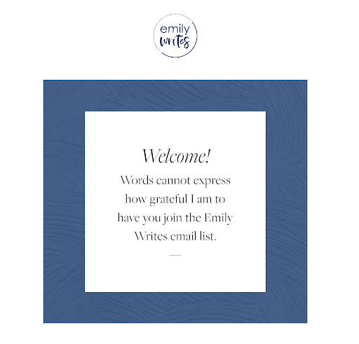 Opening Graphic of the Emily Writes welcome email